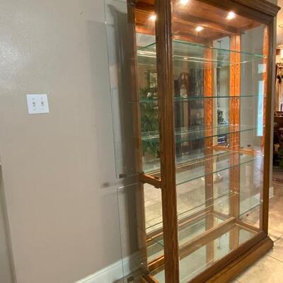 Wood, Mirrored & Glass Lighted Display Curio Cabinet