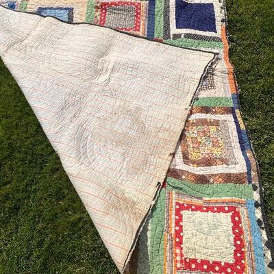 Antique quilt incredible all American red blue 