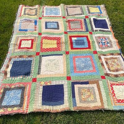 Antique quilt incredible all American red blue 