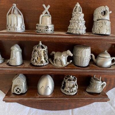 Pewter thimble abd holder collection 