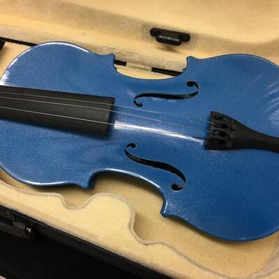 Mendini Cecilio 4/4 Blue Violin with Case