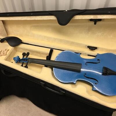 Mendini Cecilio 4/4 Blue Violin with Case