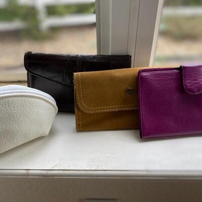 Four leather/suede leatherette purses wallets 