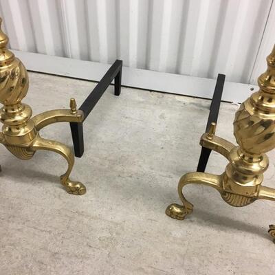 Set of Brass Fireplace Irons 22” Andirons 