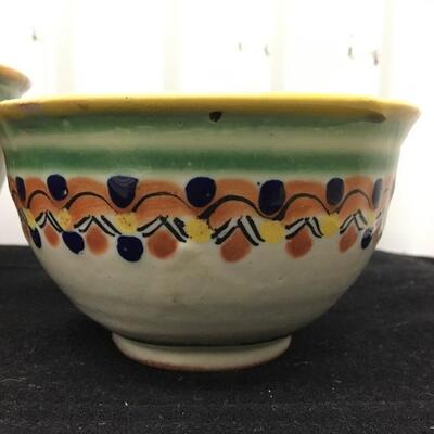 Pair of Antique Puebla Pottery Mexico Bowls
