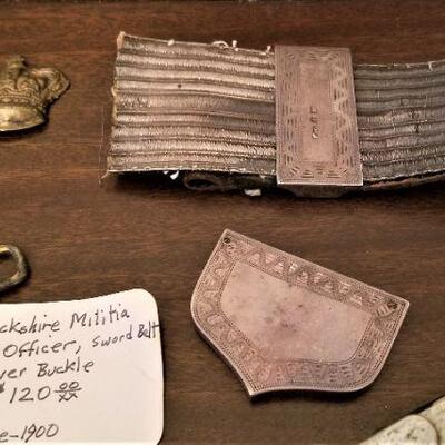 Lot #173  MILITARIA - British antique militaria lot - some sterling silver items