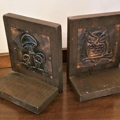 Lot #193  Mid Century Hammered Copper Bookends pair