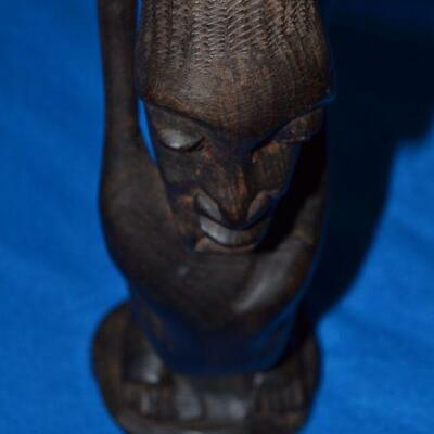 Lot#14 African Peace Wood, Ebony statuette w/Mini-Cat Books in velvet Pouch