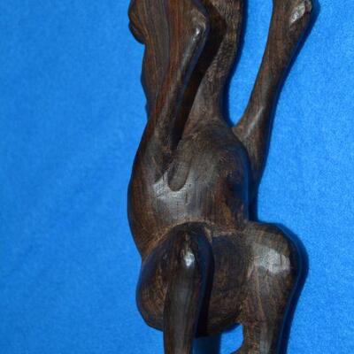 Lot#14 African Peace Wood, Ebony statuette w/Mini-Cat Books in velvet Pouch