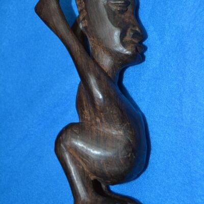 Lot#14 African Peace Wood, Ebony statuette w/Mini-Cat Books in velvet Pouch