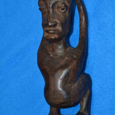 Lot#14 African Peace Wood, Ebony statuette w/Mini-Cat Books in velvet Pouch