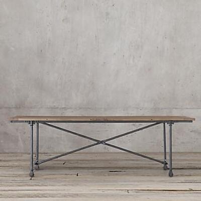 RESTORATION HARDWARE FLATIRON DINING TABLE SEATS 4