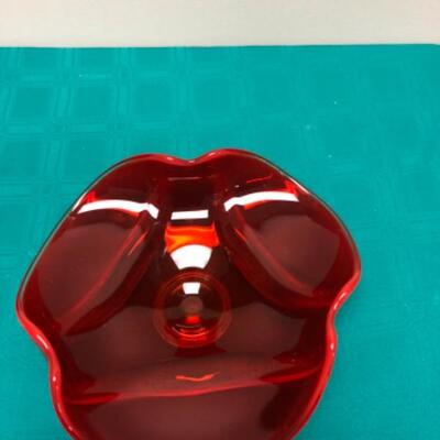 Red Curved Art Glass Bowl