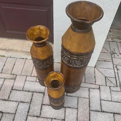 3 metal vases modern set