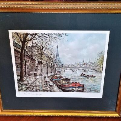 Lot #206  Framed Paris Print - Eiffel Tower and the Seine