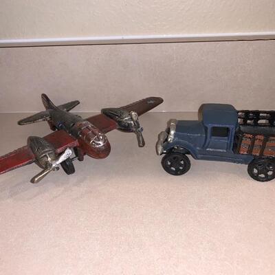 Cast iron plane, car and truck 
