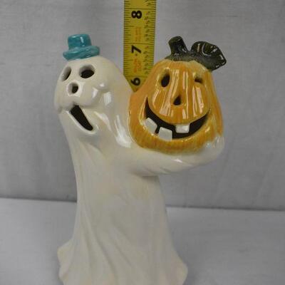 Ceramic Ghost & Jack-O-Lantern Halloween Holiday Decor