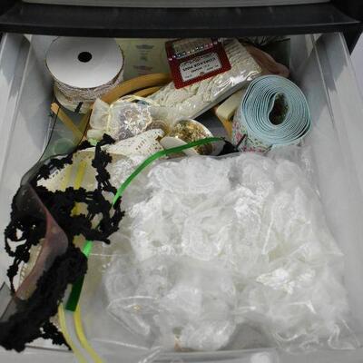 4 Drawer Tower Black/Clear filled with craft items