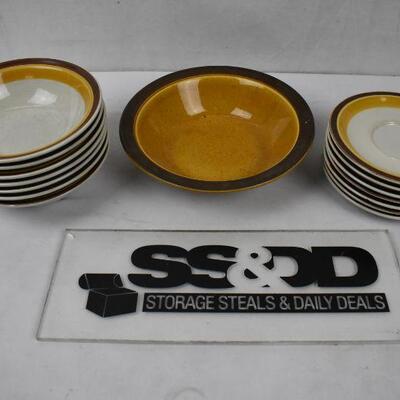 15 pc Vintage Dishes. Fall Colors Tan/Orange/Brown