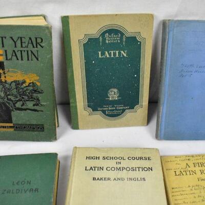 Books on Latin, qty 6: First Latin Reader -to- First Year Latin - Vintage
