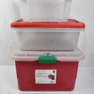 3 pc Christmas Storage Bins (Red/Green/Clear)