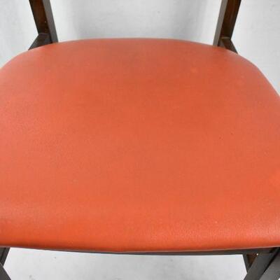 Vintage Chair. Dark Brown Wood with Orange Seat