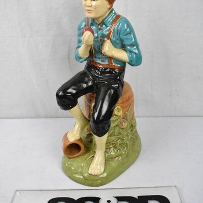 Country Boy Eating an Apple, Ceramic Statue