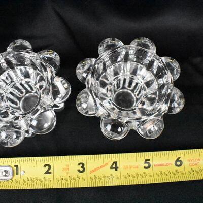 Reims France Clear Glass Candle Holders, Set of 2