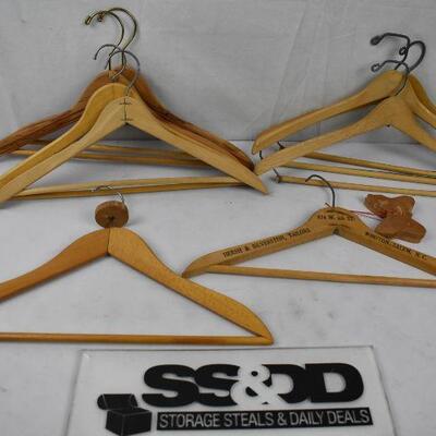 11 Wooden Hangers (9 pictured plus 2 not pictured)