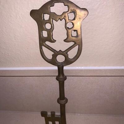 3 brass keys with oriental letter opener 