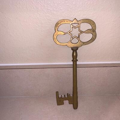 3 brass keys with oriental letter opener 