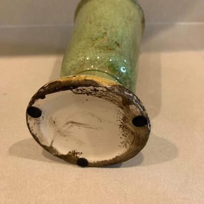 2 green modern vases