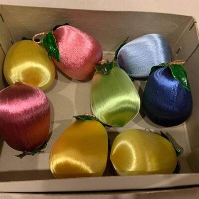 Antique silk fruit Christmas ornaments 