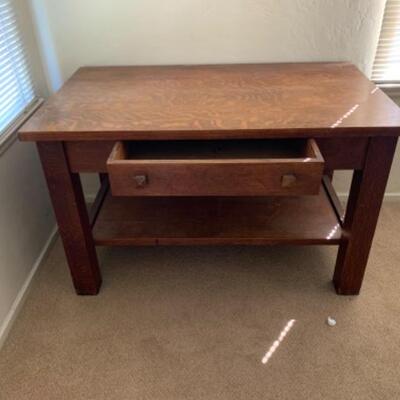 24. Antique oak desk mission style (48â€28â€x30â€)