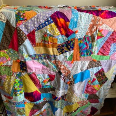 44. Fabric, Linens and full-size patchwork quilt