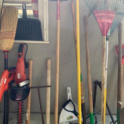 78.  Large selection of rakes, shears, pruner, trimmer, weeder, shovels, etc.
