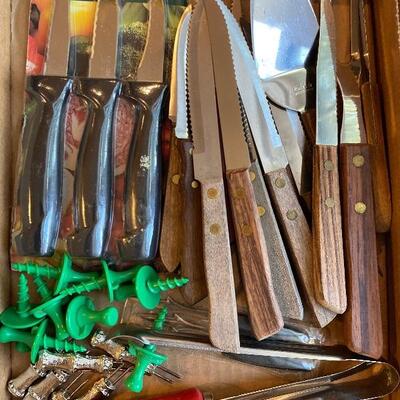 Vintage knife and Etc  kitchen drawer lot 