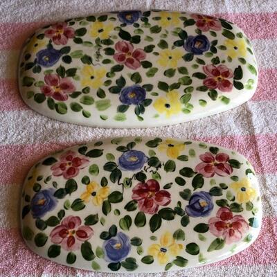 Pair of Floral Oblong Serving Plates