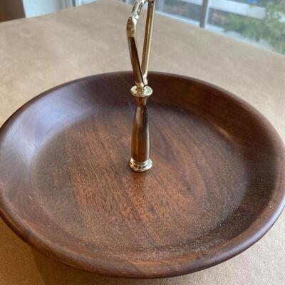 Danish modern mid century vermilion Walnut 8â€ bowl 