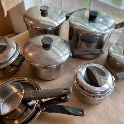 Stainless steel copper bottom pots and pans lot