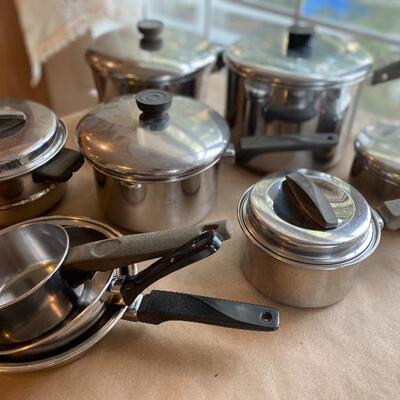 Stainless steel copper bottom pots and pans lot