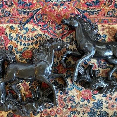 Large ceramic horse pair wall art 