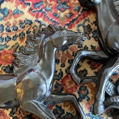 Large ceramic horse pair wall art 