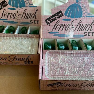 Amazing set of two original new In box  anchor glass party sets