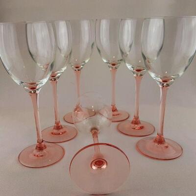 7 Pink Glass Stemware