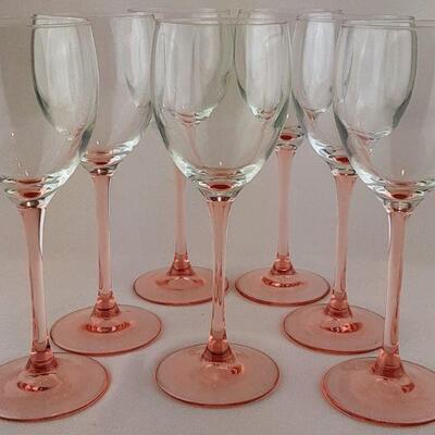 7 Pink Glass Stemware
