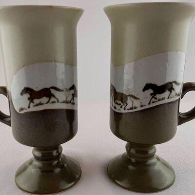 Otagiri Japan 2 Wild Mustangs Irish Coffee Mugs