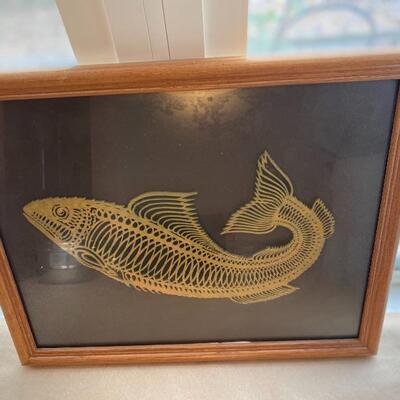 Midcentury modern framed glass fish