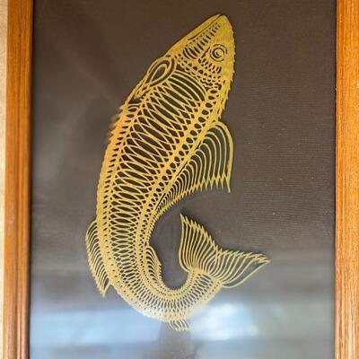 Midcentury modern framed glass fish