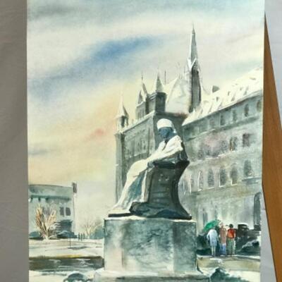 D - 188 Jean Ranney Smith Original Watercolor Paintings “Statue” “National Mall”